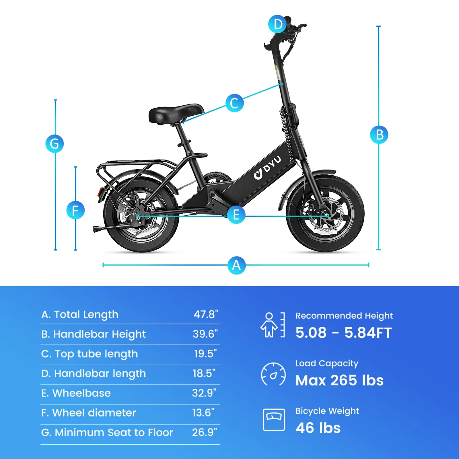 DYU C3 14/16 Inch Folding Ebike - Image 3