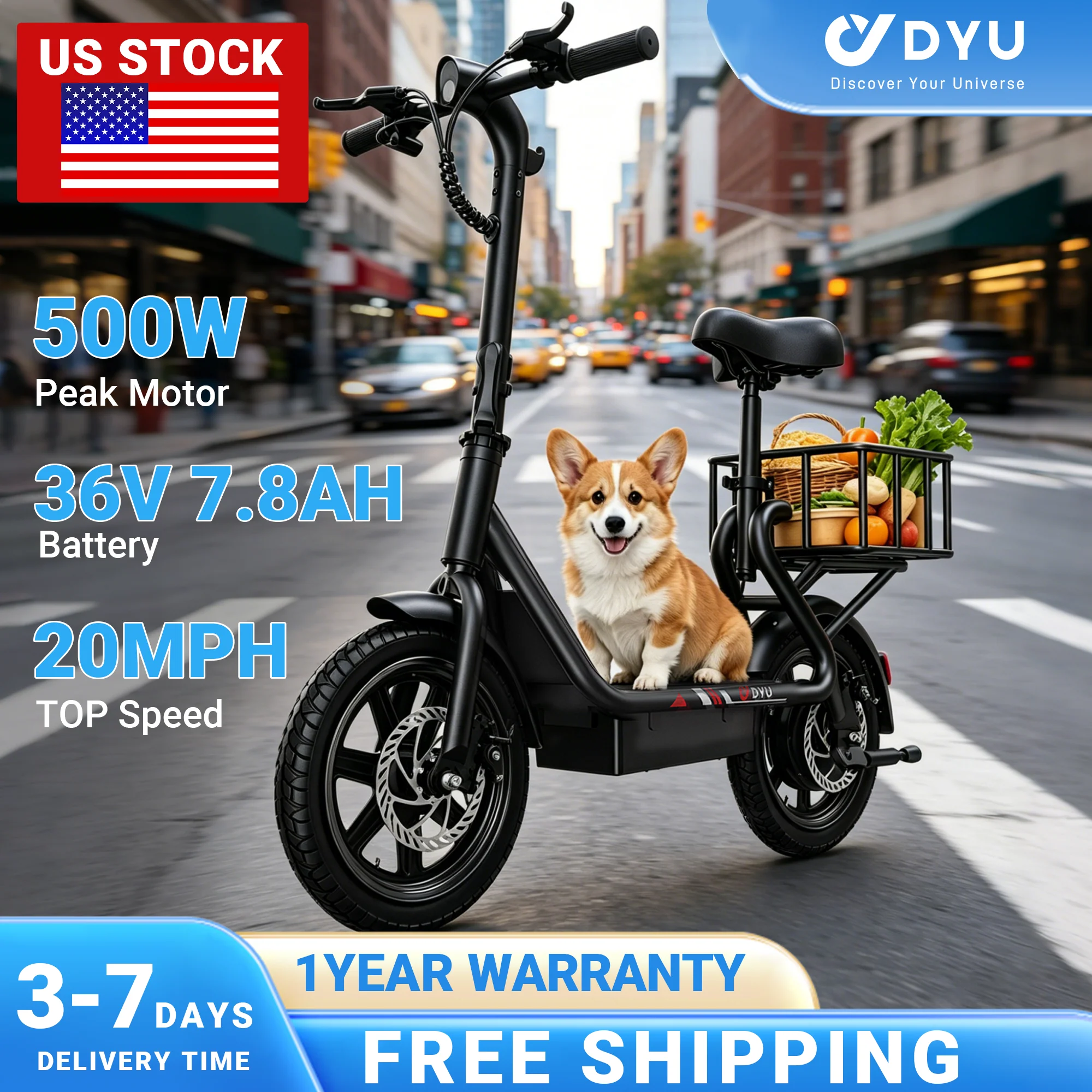 DYU C4 MINI 14'' Foldable Electric Bike - Image 3