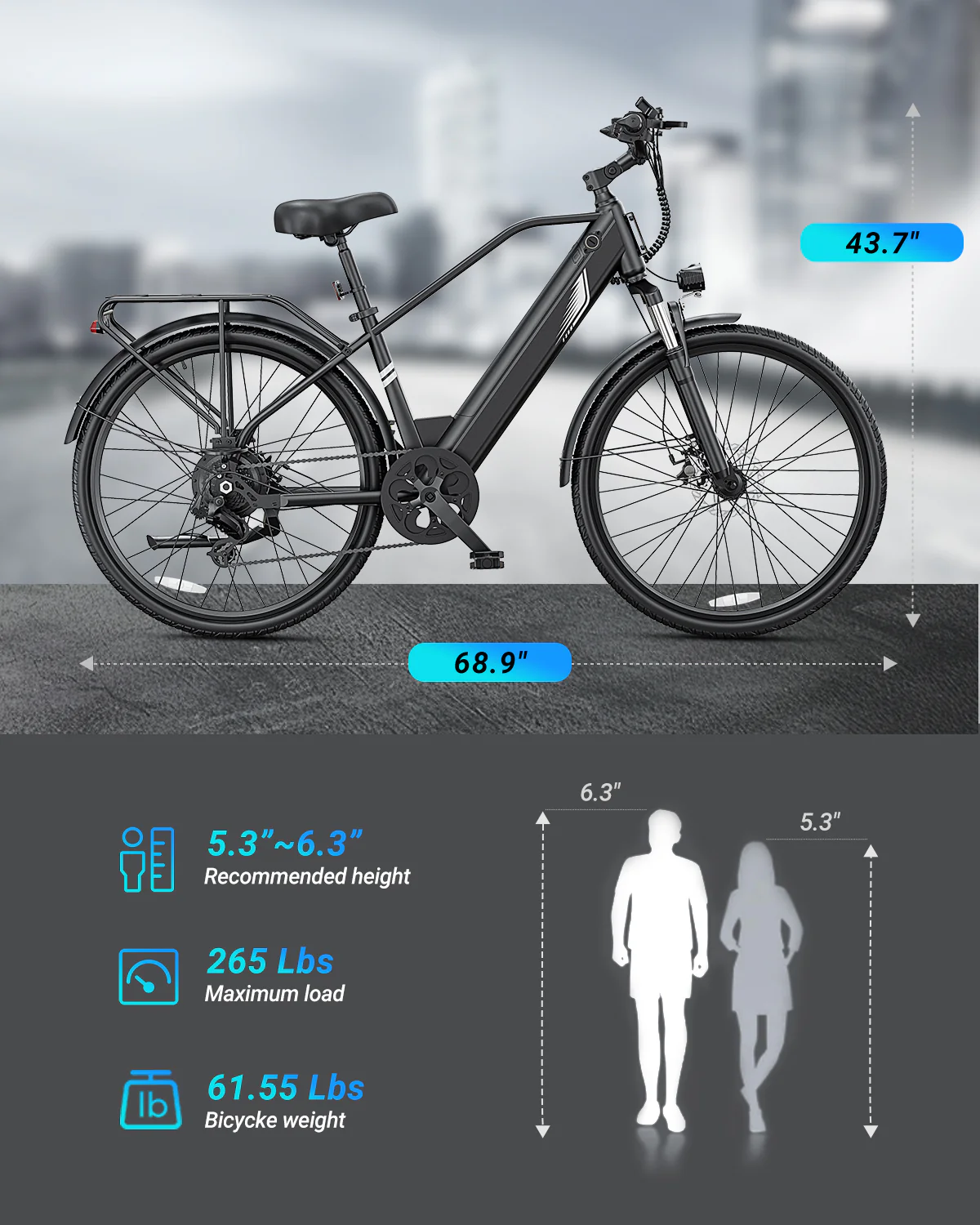 DYU C5 Lite 26 Inch Electric Bike for Adults - Image 4