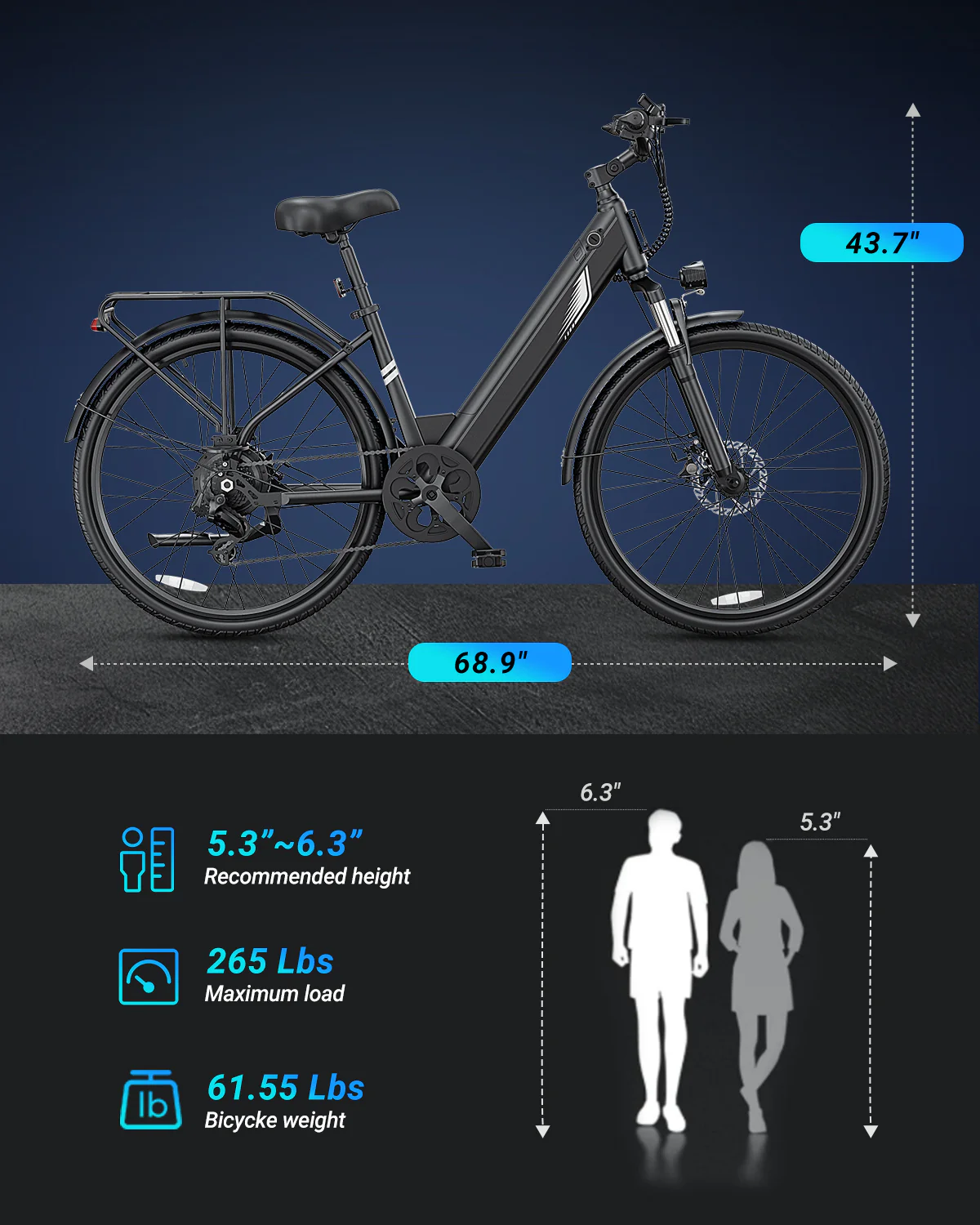 DYU C7 Lite 26 Inch Electric Bike for Adults - Image 8