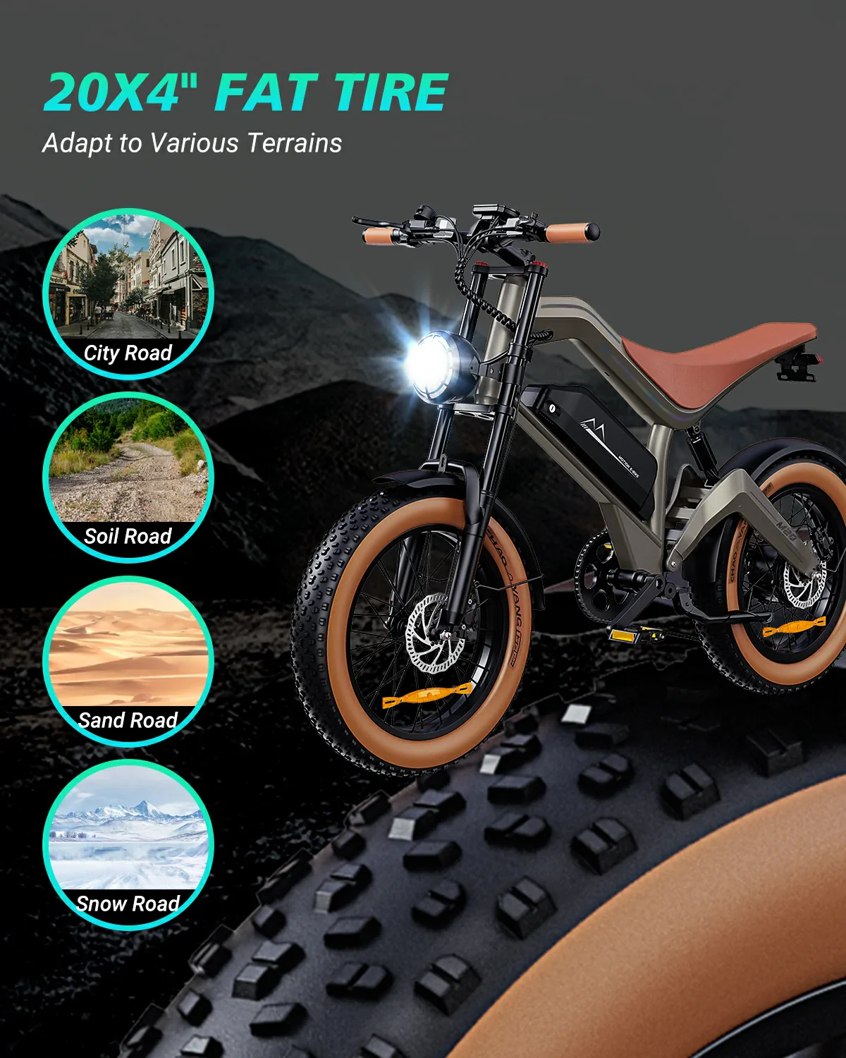 DYU M20 All-Terrain Long-Range Electric Bike - Image 5